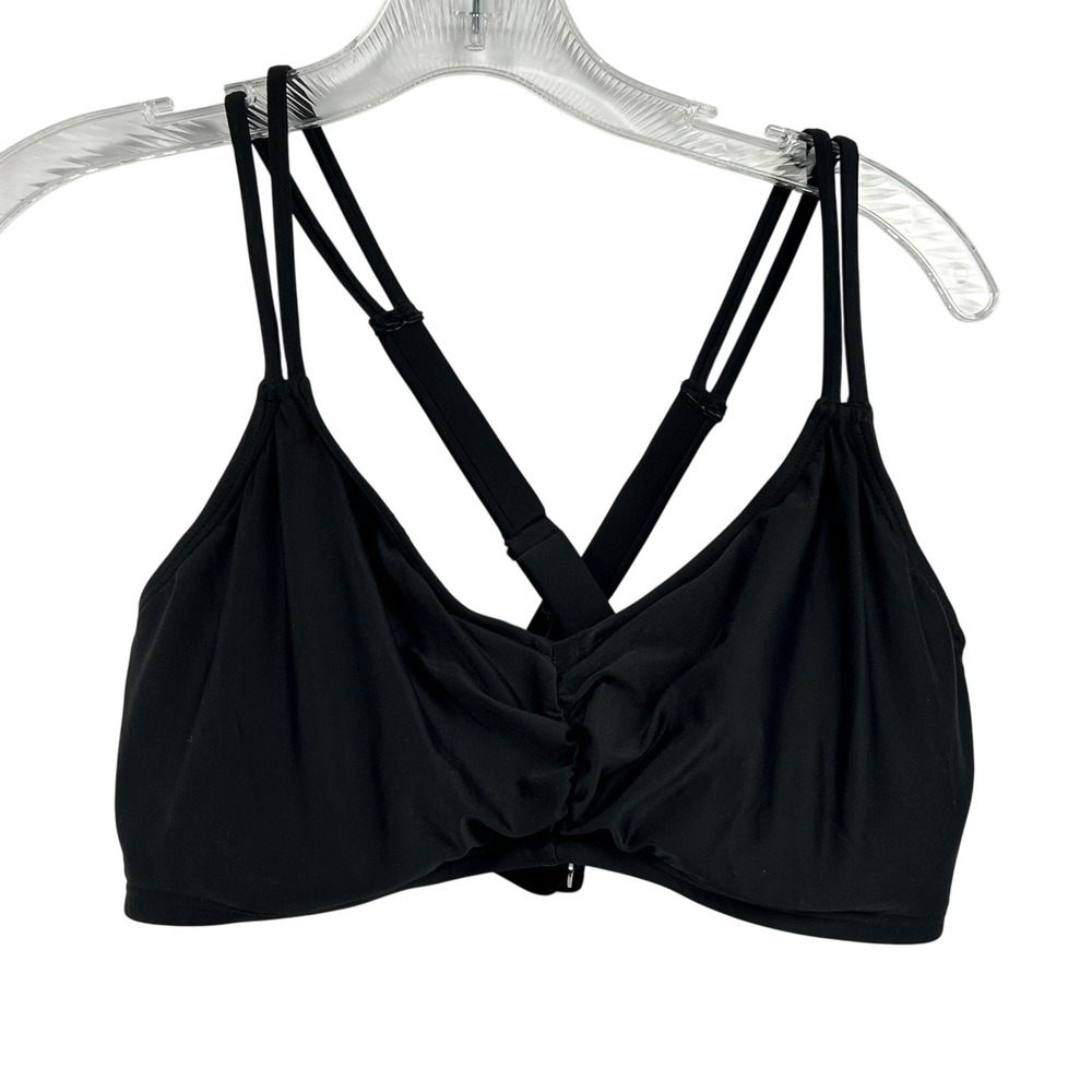 Coastal Blue Black Underwire Ruched Bikini‎ Top 38B/C Adjustable Straps